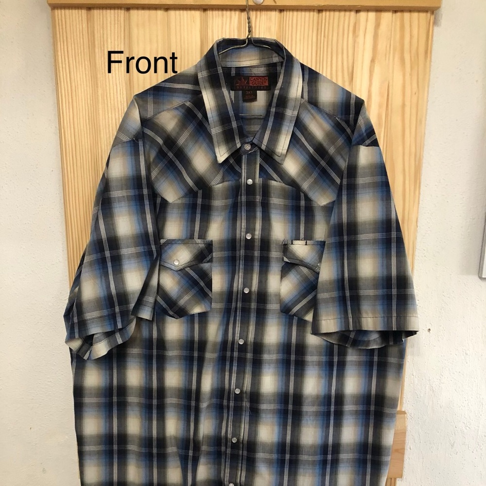 Men's Blue and Grey Plaid Shirt